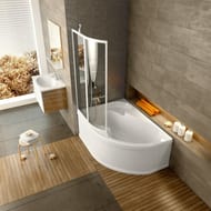 Шторка на ванну RAVAK VSK2 ROSA 170 L (1070-1090х1500) левый, профиль белый, стекло Transparent