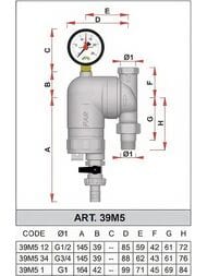 Фильтр FAR 3/4"ВН, 300мкм, под манометр, с магнит. вставкой, Max: 95 °C, 25бар, FA 39M5 34