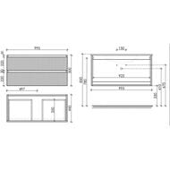 Тумба под раковину SANCOS Snob R (995x445x500) подвесная, два ящика, Bianco SNR100W