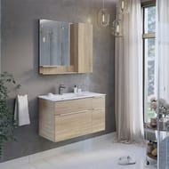 Зеркало-шкаф COMFORTY Варна-90  (900х800х150) подвесной, дуб сонома 00-00009918