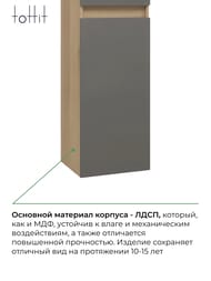 Пенал подвесной toHit Vernal 35 300x350x1500 универсальный, цвет дуб эврика/графит мат. TH04-010435