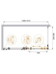 Душевой уголок CEZARES STYLUS (1380-1410х880-900х1950) M-AH-1-140/90-C-Cr стекло прозр/хром
