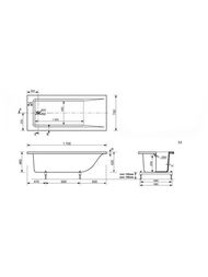 Ванна прямоугольная Estet Дельта 170B Slim (1700х750) из искусственного камня ,белый ФР-00015336