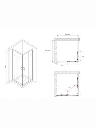 Душевой уголок ABBER Schwarzer Diamant AG020905 (900х900х1900) квадрат, ст. 5мм прозрачное/хром