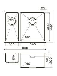 Мойка Omoikiri TAKI 58-2-U/IF-IN-R (585х440х200) универсальный монтаж, нерж. сталь 4993767