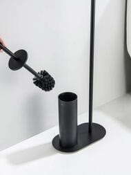 Держатель для туалетной бумаги Aquatek Оберон AQ4231MB напольный, с ершиком, цвет: черный матовый