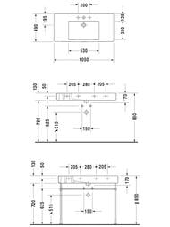 Умывальник DURAVIT VERO 1050х490х170 1 отверстие под смеситель, перелив, белый 0329100000