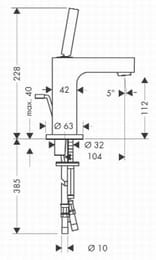 ��������� Axor Citterio 39010 ��� ����������� �������������, ������ ������, ����� 104��,������ 228��