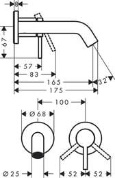 ��������� Hansgrohe Tecturis S ��� ����������� ������������, ����� 165 ��, ���� 73350000