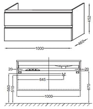 ����� ��� ���������� Jacob Delafon VOX (1000�460�452) ���������, 2 ��, c���� �������� EB2026-RA-442