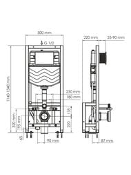 Инсталляция для унитаза WasserKRAFT Vils с клавишей смыва, цвет: черный 56TLT.010.ME.PB01