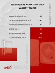 Вентилятор ERA WAVE D120 накладной, 160 м3/ч, 30 дБ, двигатель BB, белый, WAVE 120 BB — изображение 11