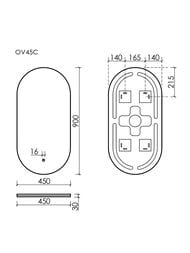 Зеркало SANCOS Oval (450х900) с LED подсветкой, сенсорный выключатель, пластиковый короб  OV45C