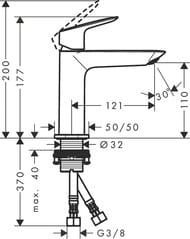 ��������� Hansgrohe Logis 71252000 ��� �����������, 110 Fine, ������� ������ Push-Open, ����