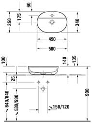 Раковина Duravit Luv 500х350 шлифованная, белая матовая, выпуск с керамической крышкой 0380502600