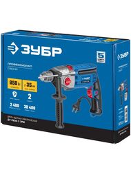 Дрель ударная ЗУБР ДУ-П850-2 ЭРМ, 850 Вт, 2400 об/мин, 13 мм, 2 скорости, метал. корпус — изображение 7