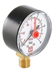 Манометр Valtec, 0-10 бар, 1/4", D50мм, нижнее подкл (радиальное),  VT.TM50.D.02