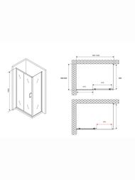 Душевой уголок ABBER Schwarzer Diamant AG301005-S605 (1000х600х1900) стекло 5мм,прозрачное/хром