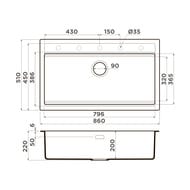 ����� Omoikiri KITAGAWA 86-LB-WH (860�510�200) ������������, �������, ���� ����� 4993795