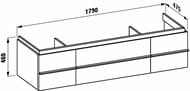 Тумба под умывальник Laufen CASE for Living Square 4.0136.2.075.475.1 (1790х475х460) 2 ящика, 2 дв. белый глянец