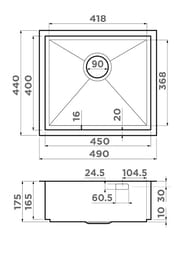 Мойка Omoikiri KASEN 49-16-INT-GM (490х440х175) интегрированный монтаж, вороненая сталь 4997055
