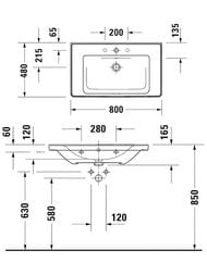 ���������� ��������� Duravit D-Neo 800�480�160 �������, WonderGliss, ����� 23678000001
