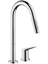 Смеситель Axor Citterio 34824800 для кухни, на 2 отверстия, Eco, вытяжной душ, излив 220, под сталь