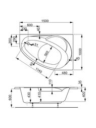 ����� ��������� VAGNERPLAST FLORA 150 L (1500�1000�430) �������, ����� VPBA151FLA3LX-04