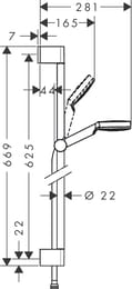 Душевой набор Hansgrohe Crometta 1jet (ручной душ, штанга 65см, шланг 160см) хром/белый 26533400