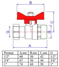 Кран шаровый 3/4"ВН VALTEC BASE с накидной гайкой VT.260.N.0505