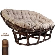 Диван Мамасан (1700х850х1100) светлая подушка, ротанг, орех матовый 23/02