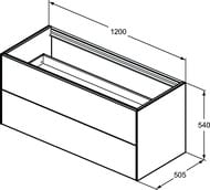 Тумба под раковину Ideal Standard CONCA 1200x505x540 2 ящика внешних, шпон темный орех T3945Y5