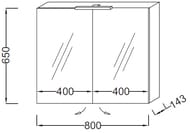 Шкаф зеркальный Jacob Delafon RYTHMIK (800х143х650) EB796RU-274 подсветка, 2 дверцы, черный лак — миниатюра 2