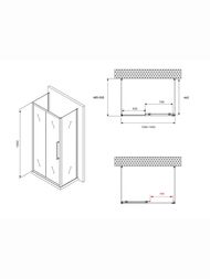 Душевой уголок ABBER Schwarzer Diamant AG30140MH-S50M-S50M (1400х500х1950) стекло 6мм, матовое/хром