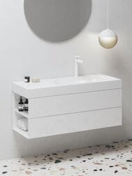 Тумба под умывальник RAVAK SD Lite 1200 L (1200х450х430) умывальник справа, белый глянец X000001879 — миниатюра 2