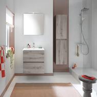 Пенал подвесной Burgbad Rocio 350х1600х320 реверсивный, 2 дверцы, дуб серый HSRU035F6228