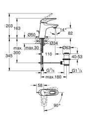 Смеситель Grohe EuroStyle 23374LS3 для умывальника, S-Size, донный клапан, белый