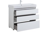 Тумба под раковину Aquanet Nova Lite 100 (950х435х735) напольная, 3 ящика, белый глянец 302478