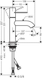 ��������� Axor Uno 38026000 ��� ����������� ������������, ������������ ������, ����