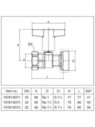 Кран шаровый Oventrop Optibal P 1 1/4"х1 1/2"ВВ DN-32 для обвязки насоса, латунь 1078173
