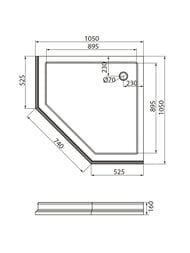 Поддон душевой Migliore DIADEMA (1050х1050х160) стеклокомпозит, белый+золото 24585