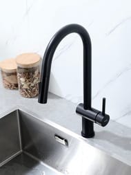 Смеситель для кухни с выдвижной лейкой , FRAP черный, F60807-6