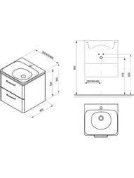 Тумба под умывальник RAVAK SD 600 Balance II (600х500х465) подвесная, белая, без ручек X000001814