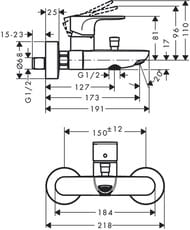 ��������� ��� �����/���� Hansgrohe Rebris S 72443670 �������������, 2 ���. ������� ����, ���. ������