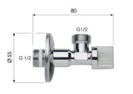 Запорный вентиль 1/2*1/2 Remer 128R1212, хром