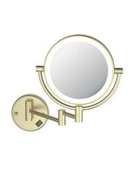 Зеркало косметическое AQUATEK с подсветкой 5х, шлифованное золото AQ4912BG