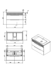 Тумба под раковину Caprigo MONBAR-Smalty 80 (772х446х550) подвесной, 2 ящика, 36312eml-052.000.00.20