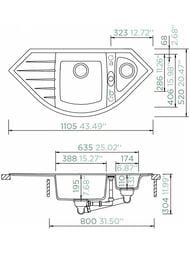 Мойка SCHOCK Genius C-150 (1113х520) Cristalite+, цвет: саббиа   700240