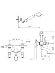 Смеситель для ванны Nicolazzi Nuova Brenta 2502CR с душевым гарнитуром, хром