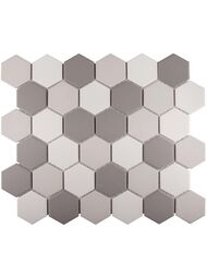 Мозаика Starmosaic Hexagon small Grey Mix Antislip. (282х325) на сетке, серый микс (шт.) — миниатюра 1
